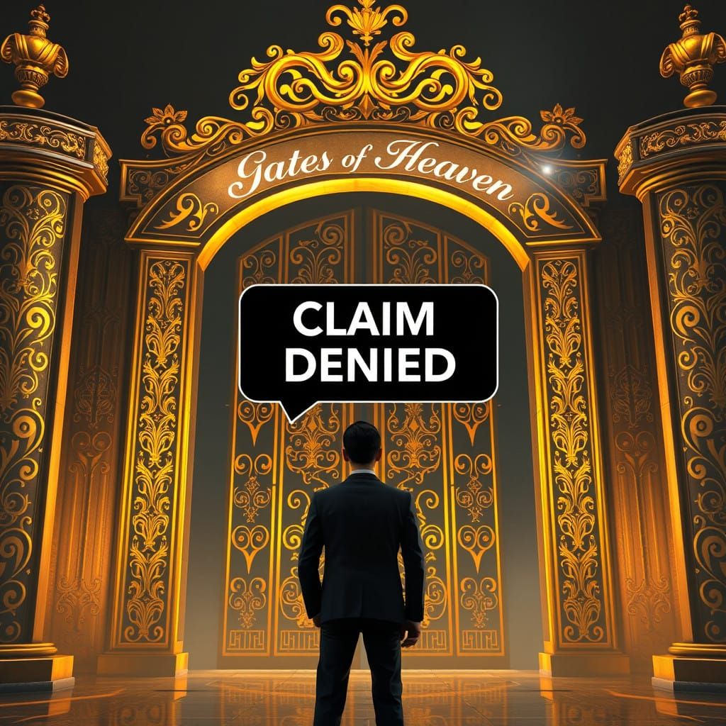 Executive Before the Gates of Heaven in a Tense Moment