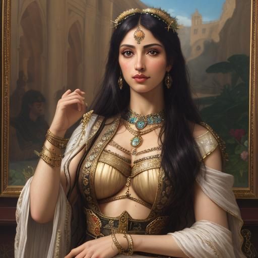 Inanna's Priestess: Photorealistic Neoclassical Portrait
