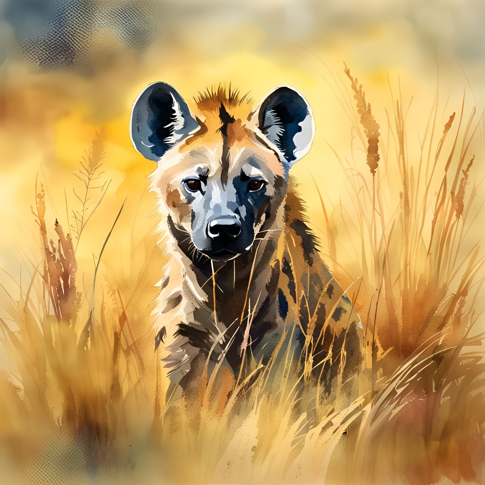 Watercolor Hyena