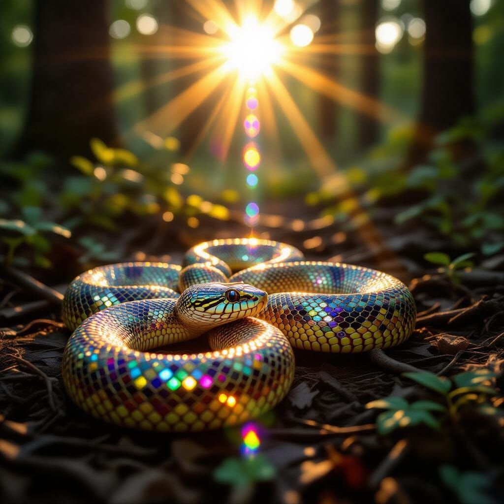 Rainbow Gem Snake Prism in Forest Light