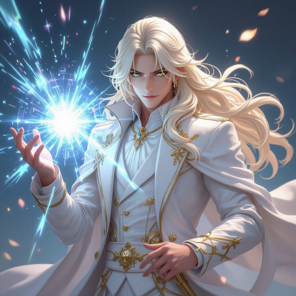 Elegant Blonde Scientist Wielding Divine Powers