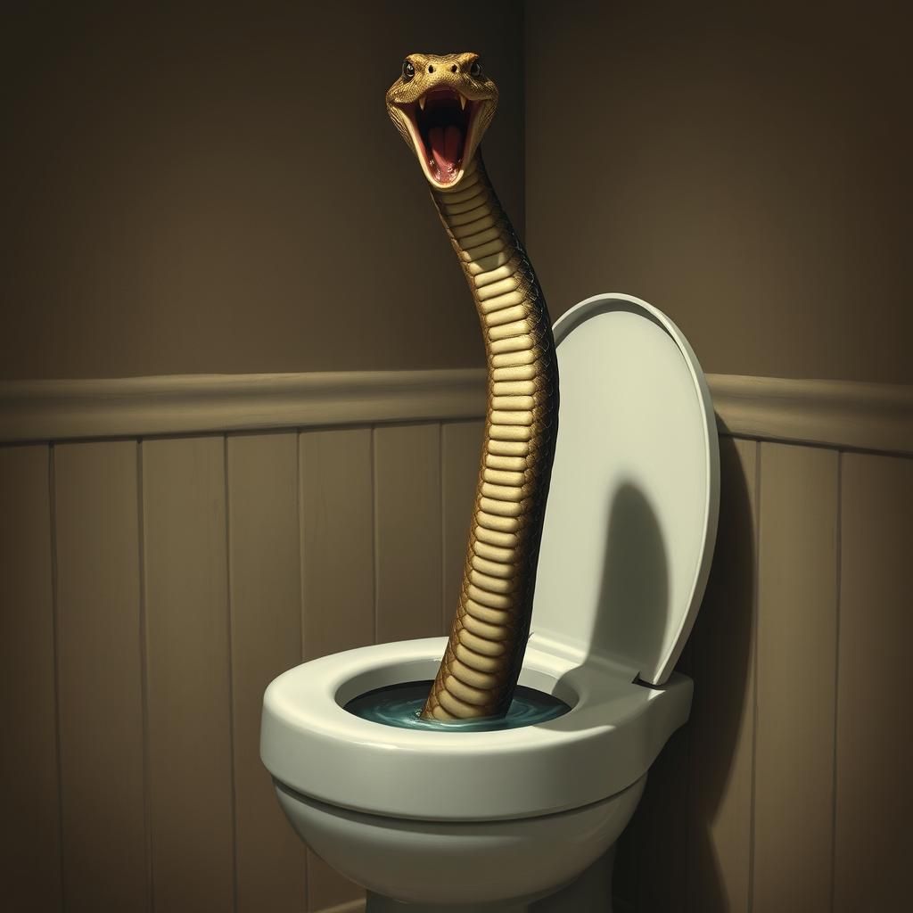 Humorous Snake Emerges From Toilet