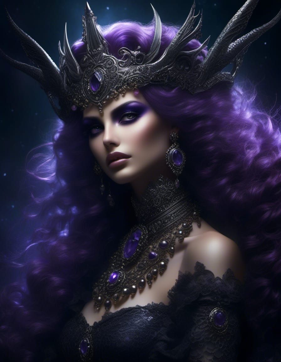 Elegant Dark Figure with Violet Eyes
