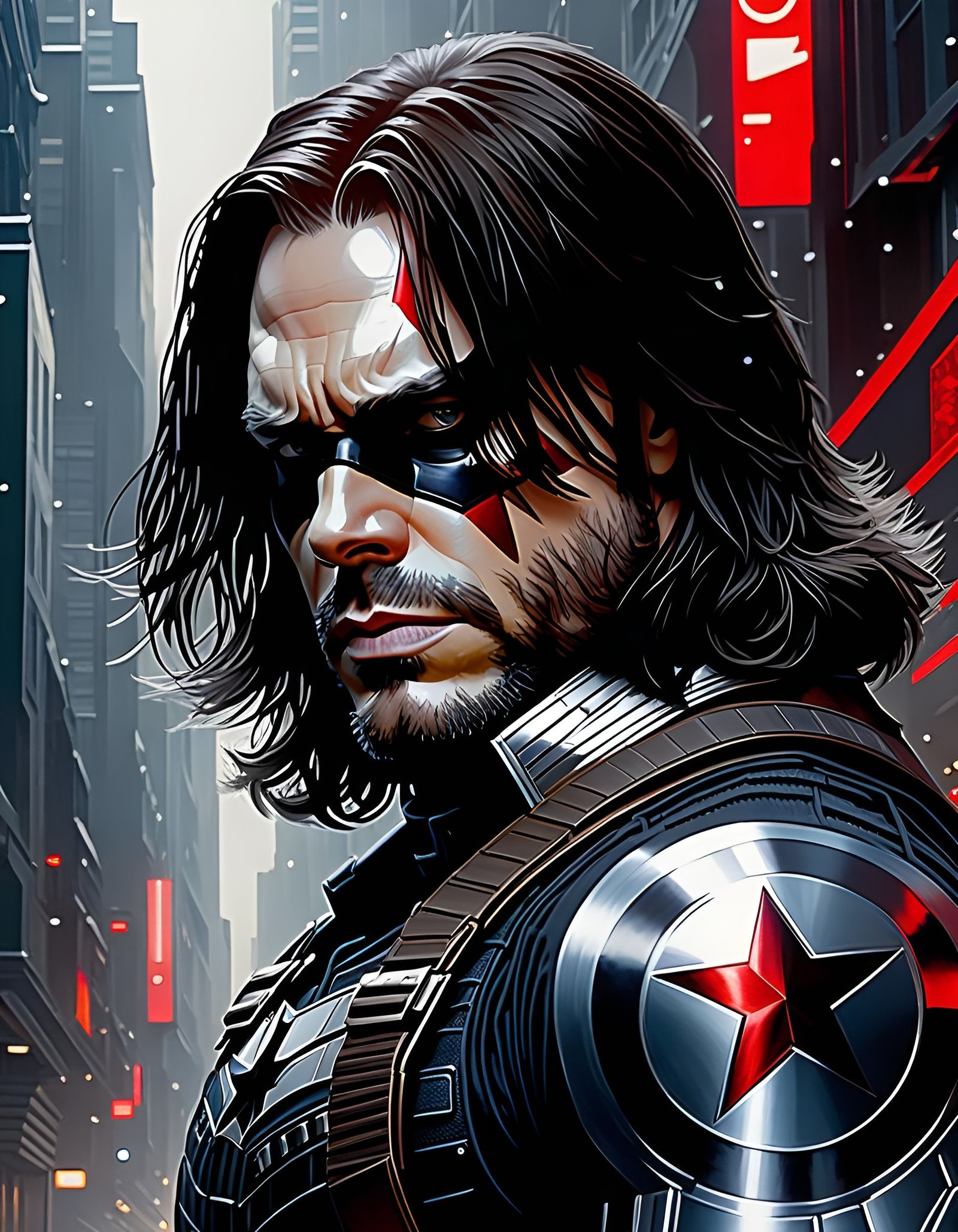 Hyperrealistic Winter Soldier with Vibranium Arm