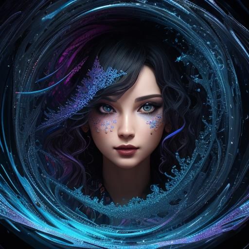 Detailed Face with Abstract Elements in Splash Art