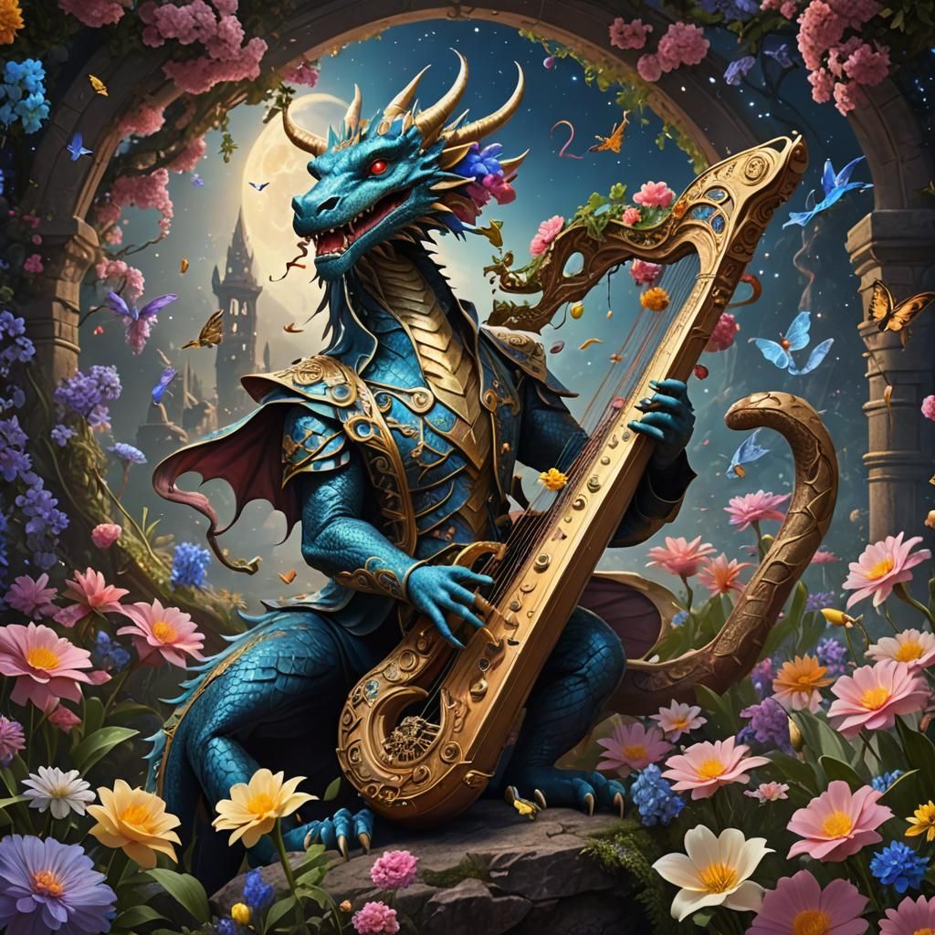 Harmonious Dragon Dance in a Detailed Matte Painting