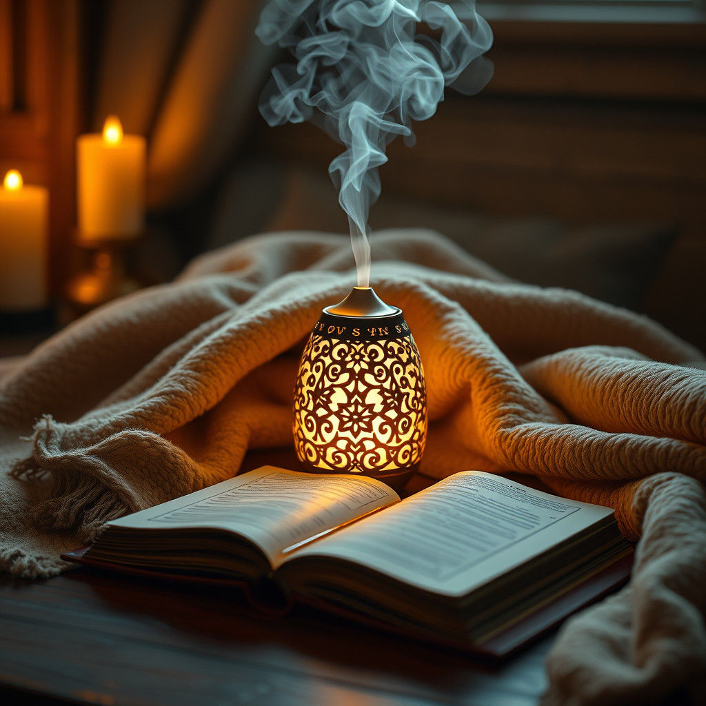 Tranquil Aroma Diffuser in Atmospheric Matte Painting Style