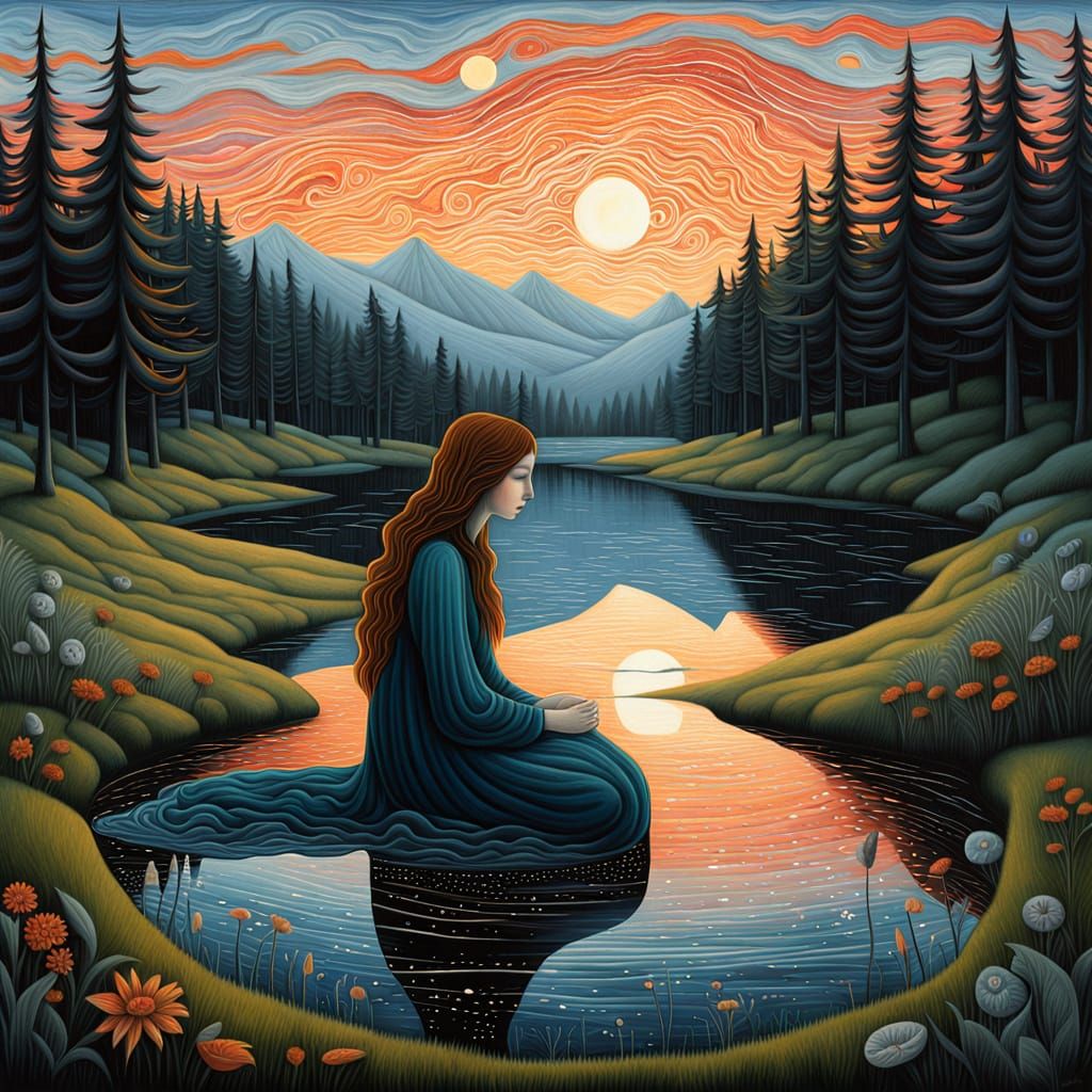 Surreal Fragmented Sculpture with Glowing Creatures and Symb...