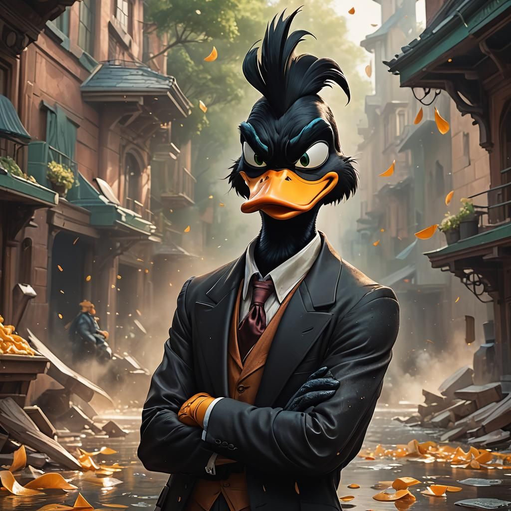 Daffy Duck Portrait in Realistic Art Style