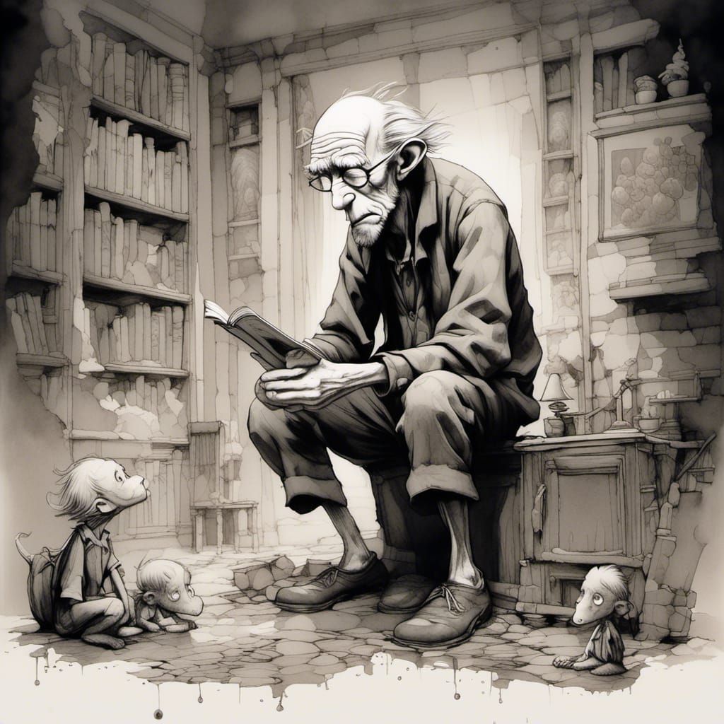 The BFG Reads: A Watercolor Illustration