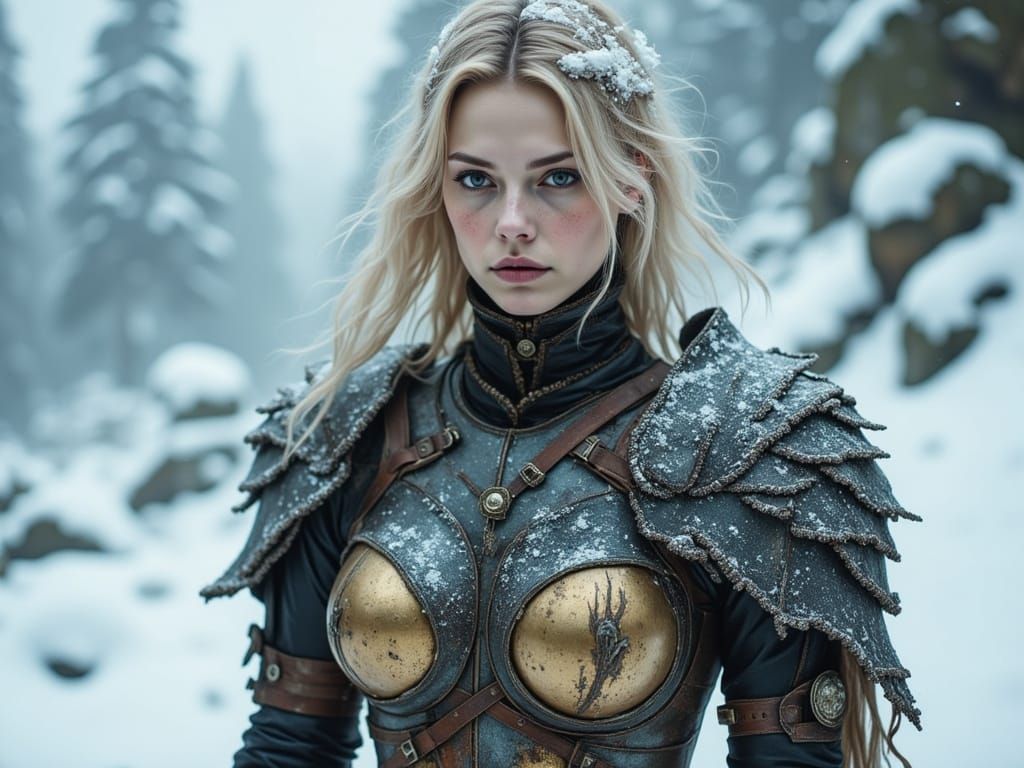 Ethereal Frost Warrior in Distressed Leather Armor