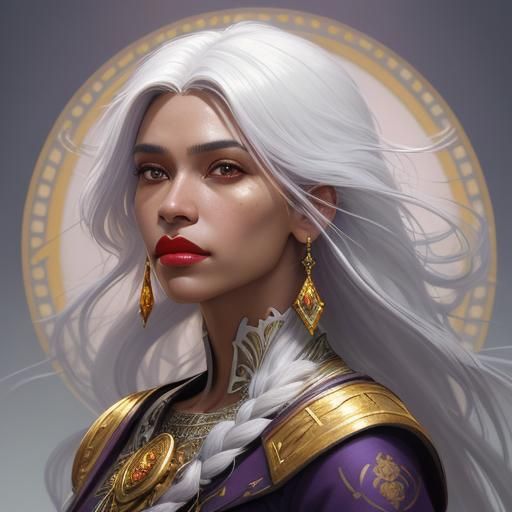 Glamorous Woman with Red Lips in Art Nouveau Style