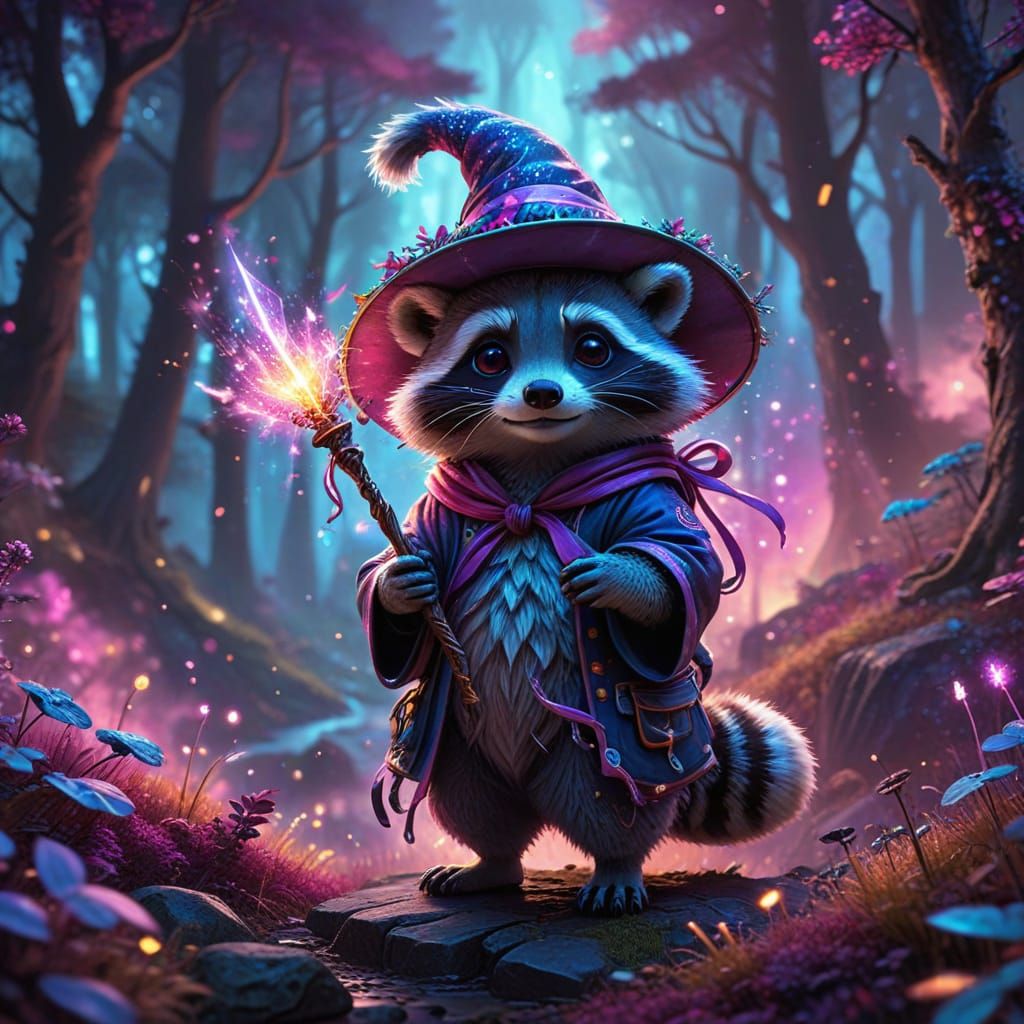 Chibi Raccoon Adventurer in Japanese Manga Style