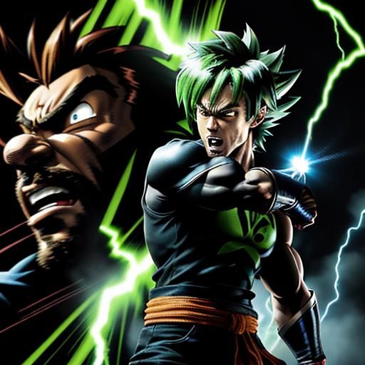 Intense Anime Fight Scene with Neon Auras