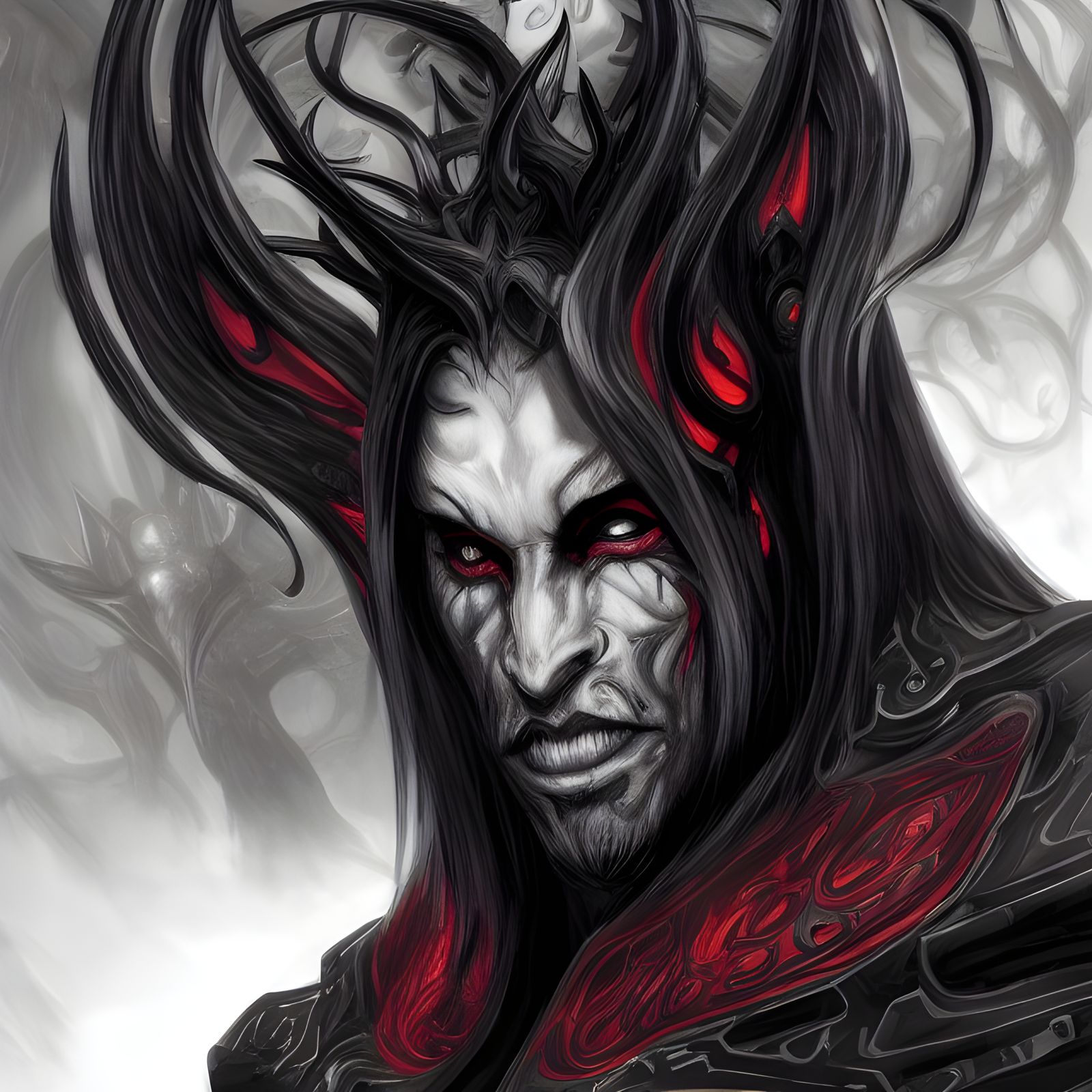 Asmodeus Portrait in Darksynth Comic Art Style