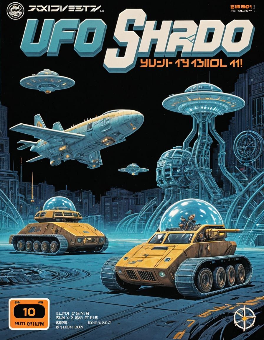 Retro Video Game Cover Art in Dark Sci-Fi Style