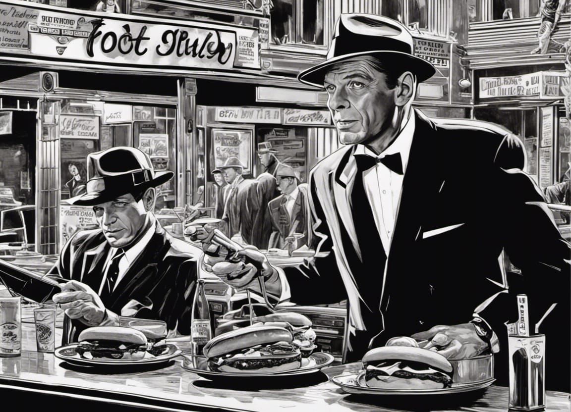 Frank Sinatra Hot Dog Stand in Noir Digital Art