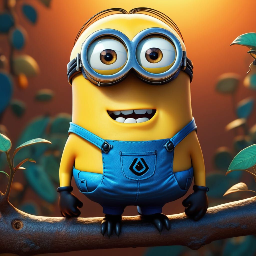 Minion Bird Hybrid in Vibrant 3D Scene