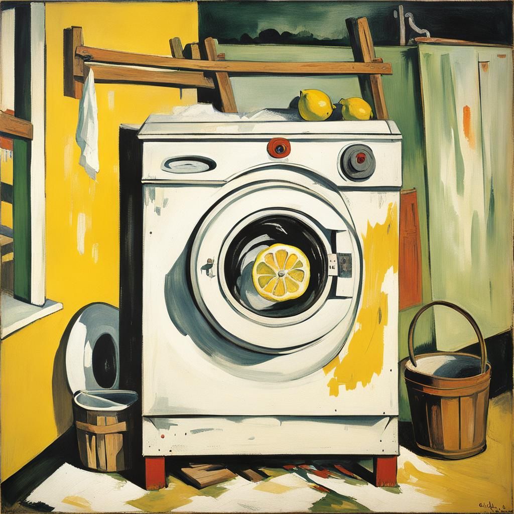Vintage Washing Machine in Expressionist Style