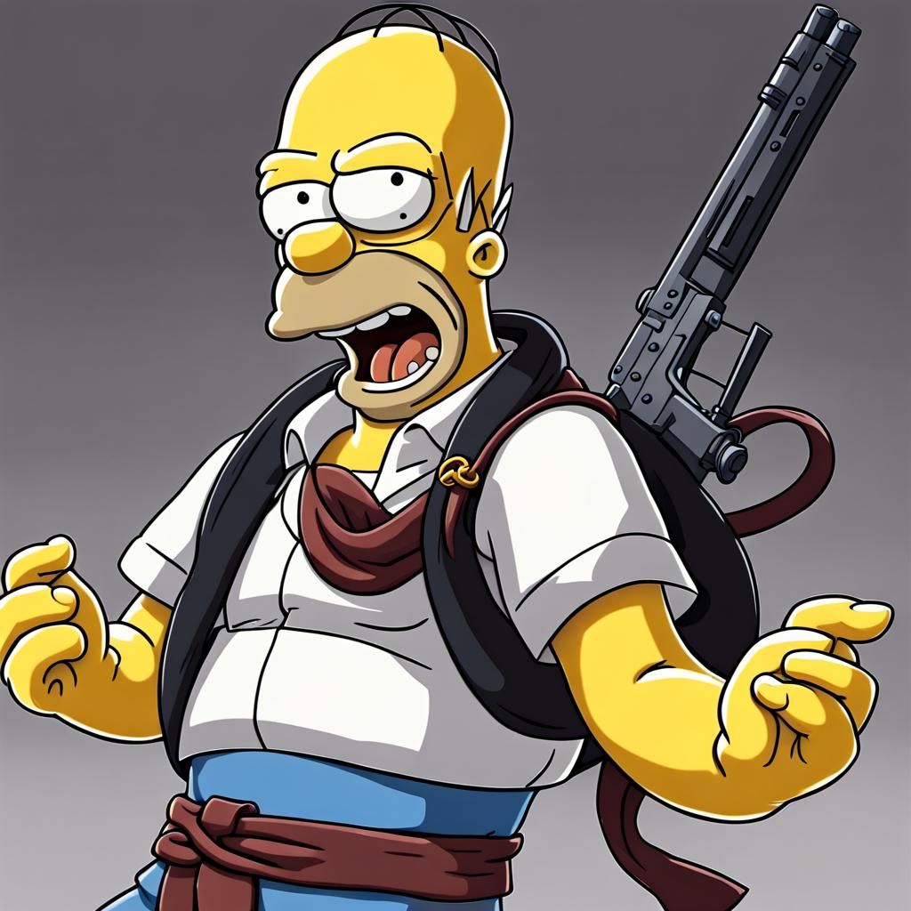 Homer Simpson as Anime Assassin