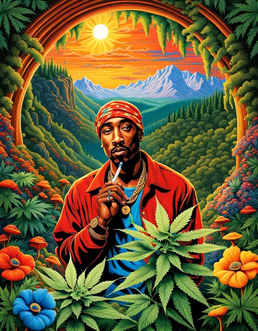 Tupac Shakur smoking a blunt