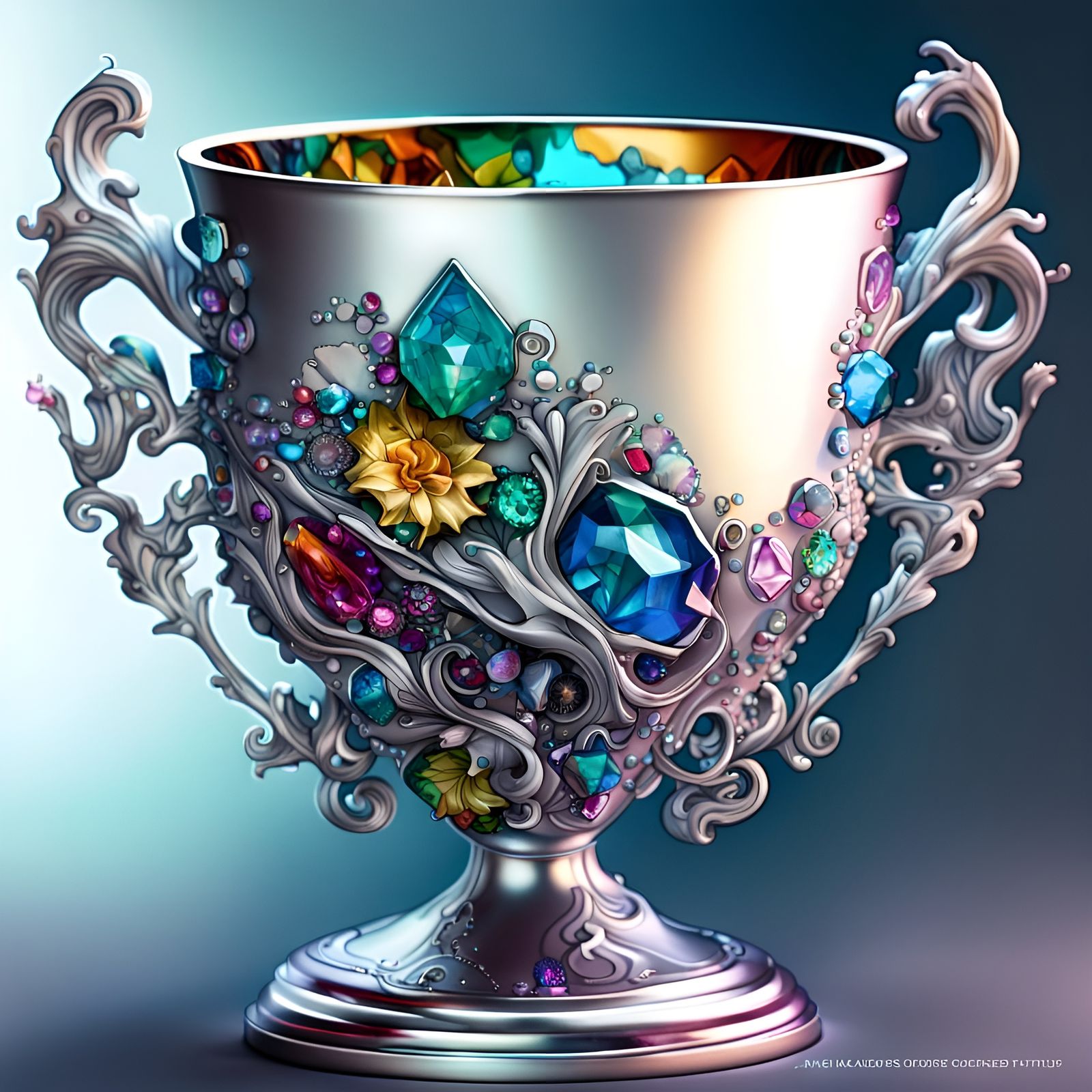 Gemstone Covered Silver Trophy Illustration