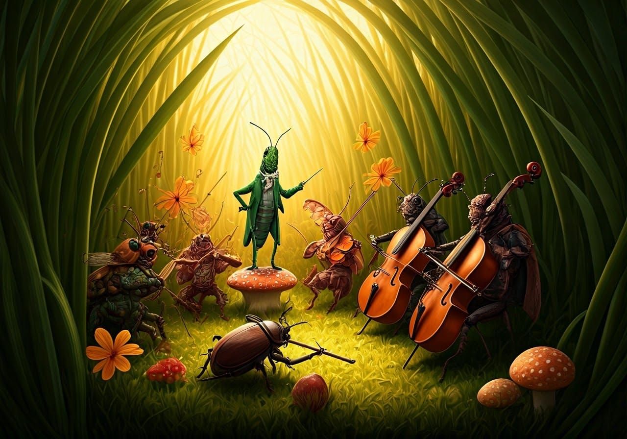 Insects Perform Grand Symphony in Summer Meadow Scene