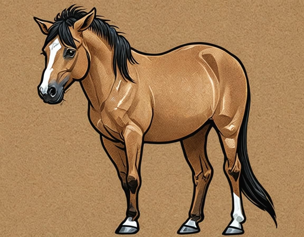 Buckskin Cartoon Horse Illustration