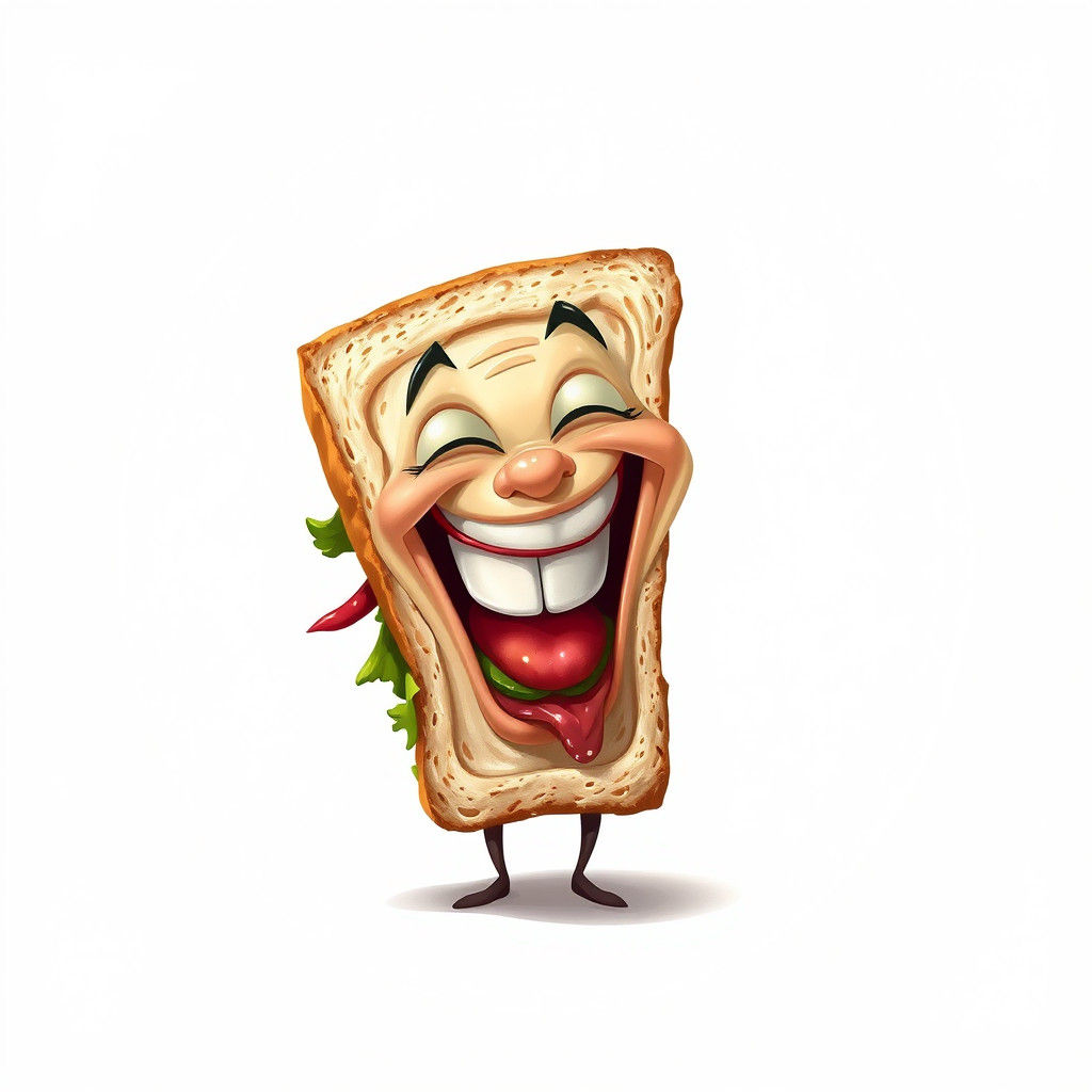 Laughing Sandwich with Exaggerated Expression