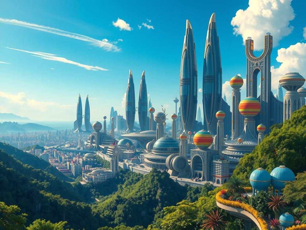 Solarpunk Metropolis in Vibrant, Verdant Splendor