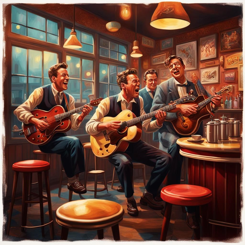 British Skiffle Band in Fifties Coffee Bar