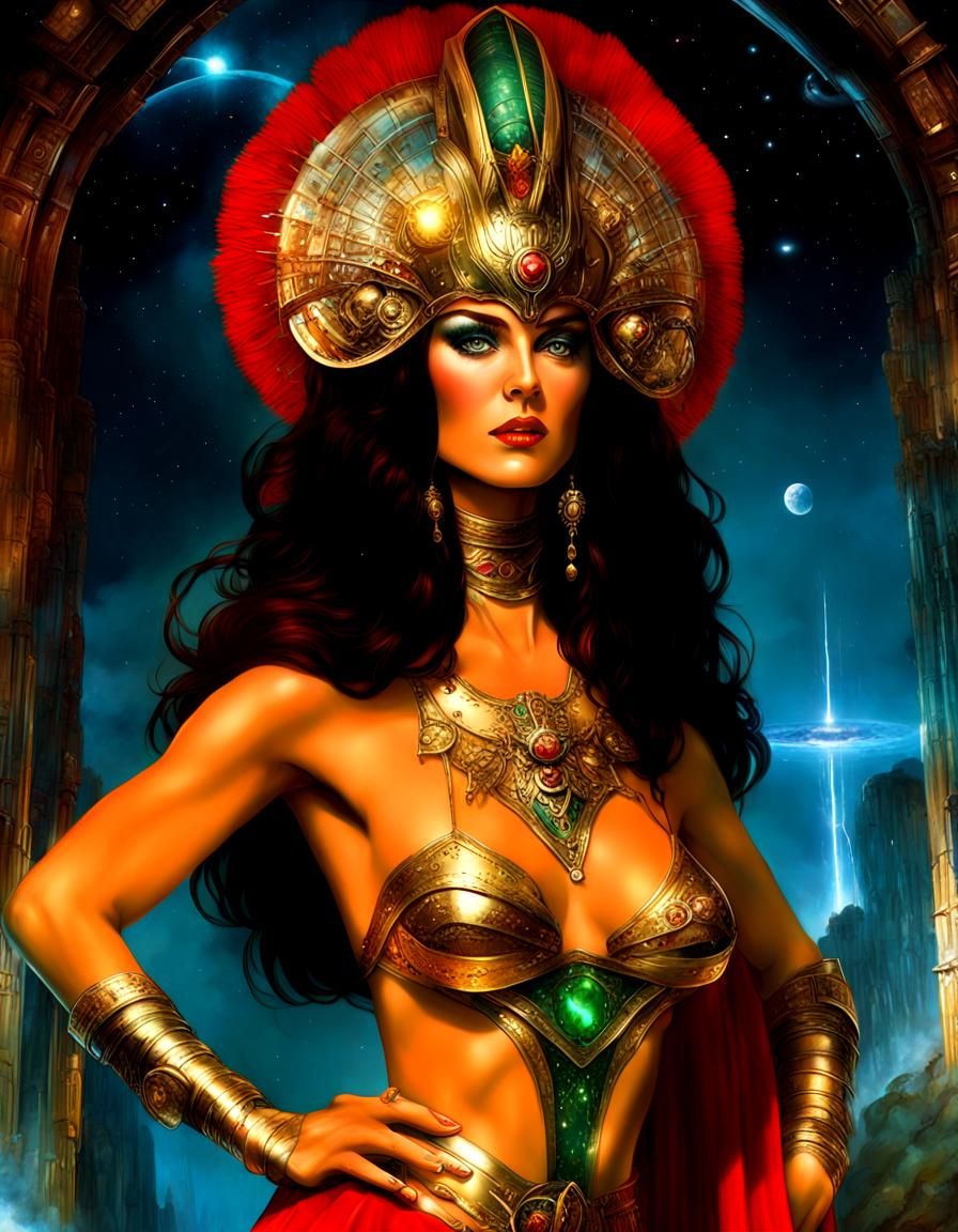 Glamorous Woman in Retro Sci-Fi Spacesuit: Fantasy Art