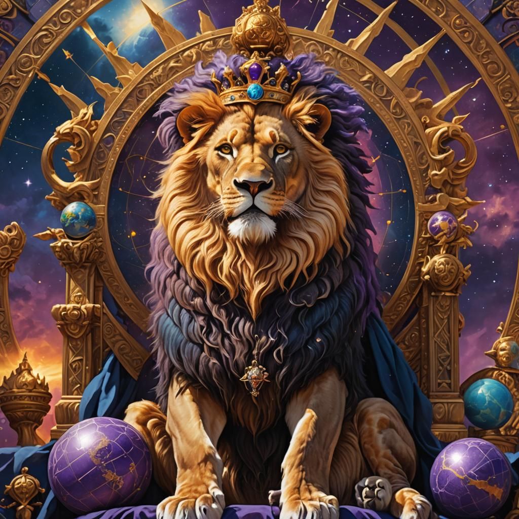 Majestic Lion King on Throne: Fantasy Concept Art