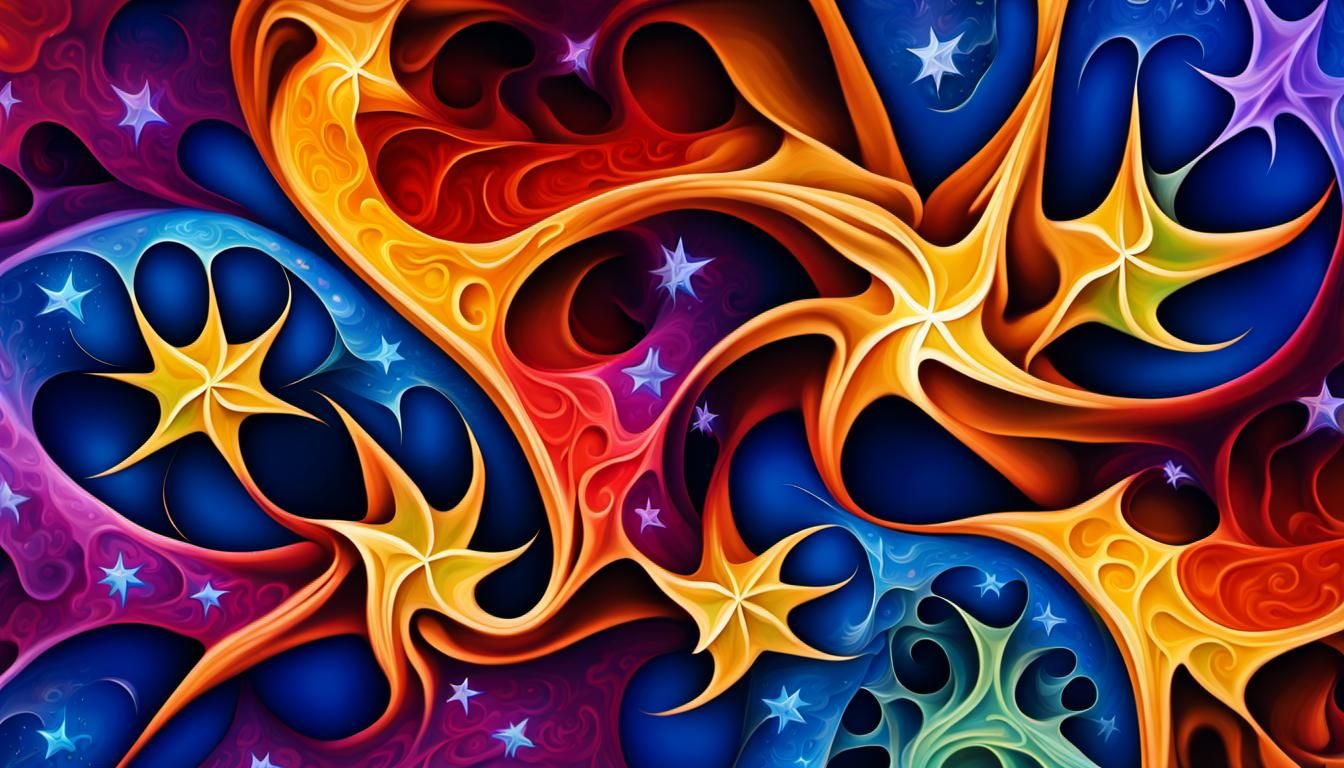 Vivid Stars in Abstract Impasto Painting