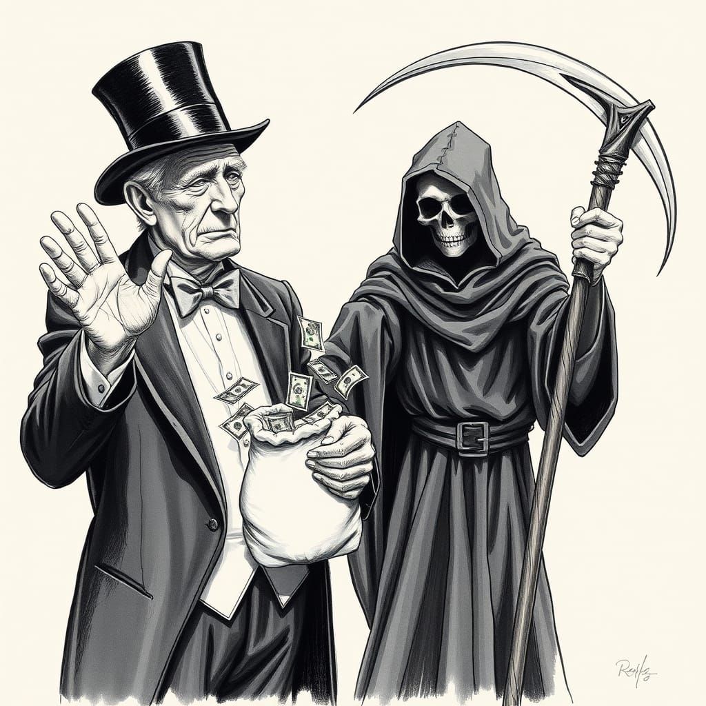 Man Offers Money to Grim Reaper