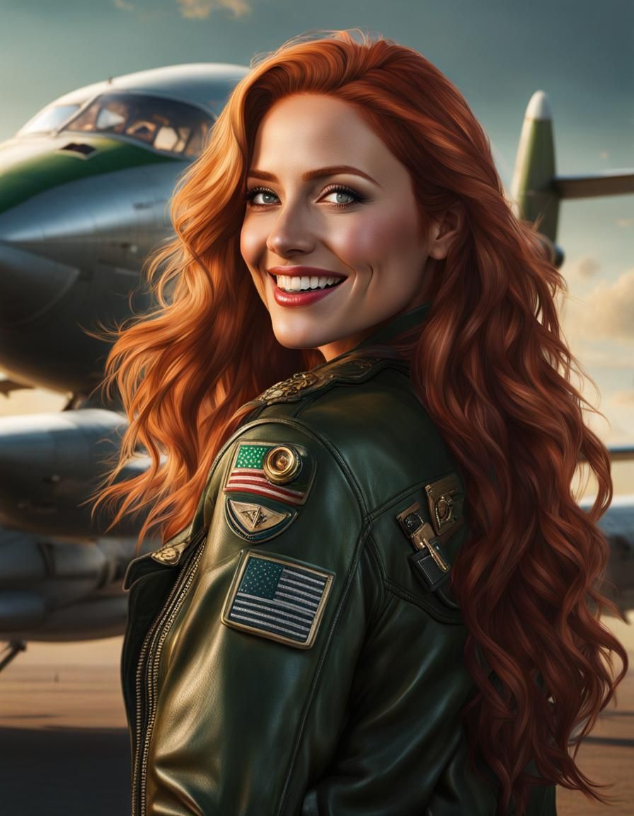 Smiling Woman Pilot Portrait at Golden Hour
