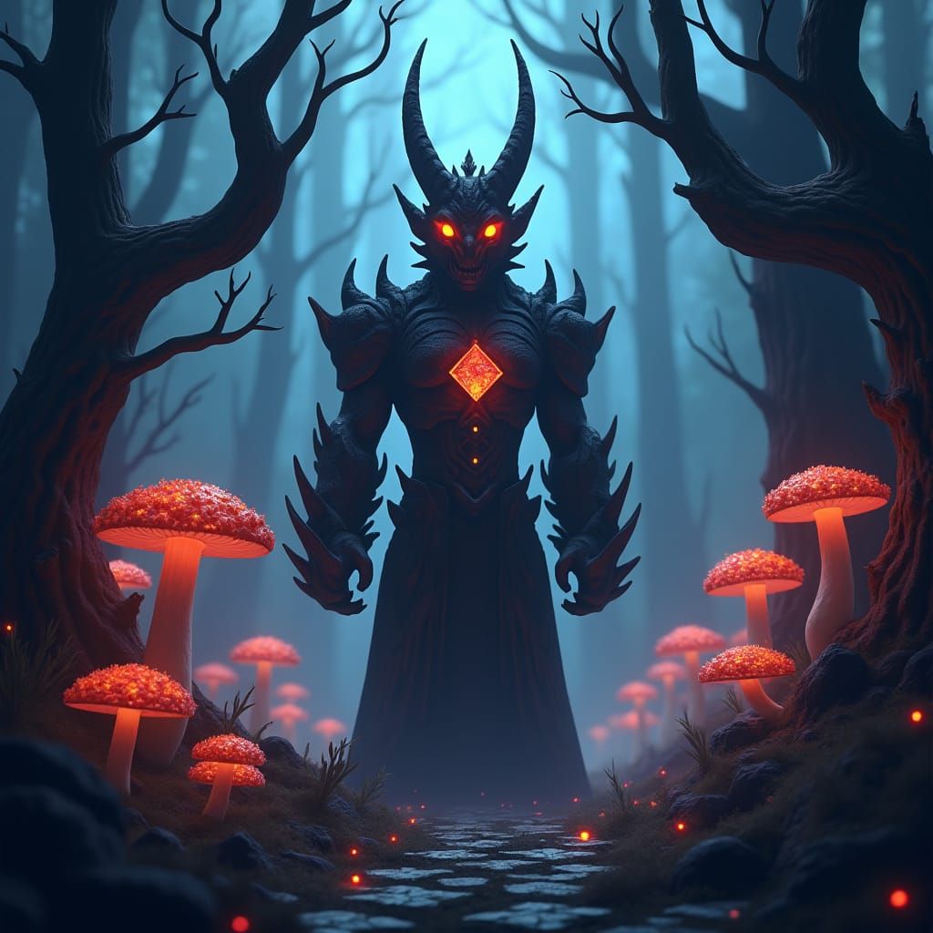 Majestic Minecraft Warden in Mystical Twilight Realm