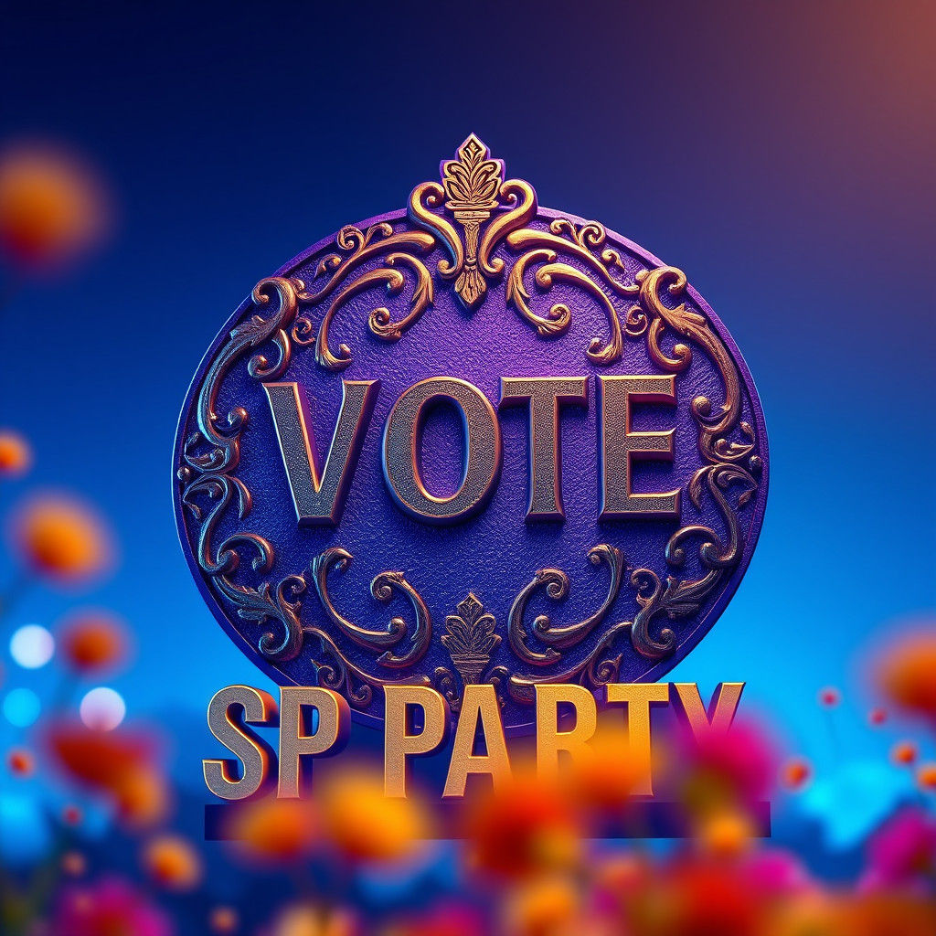 Metallic SP PARTY Vote Sign in Fantasy Style