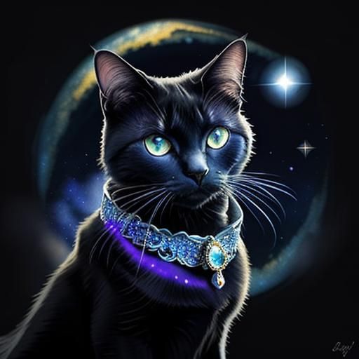 Black Cat Wishes on a Starry Night: 8k Pixel Art