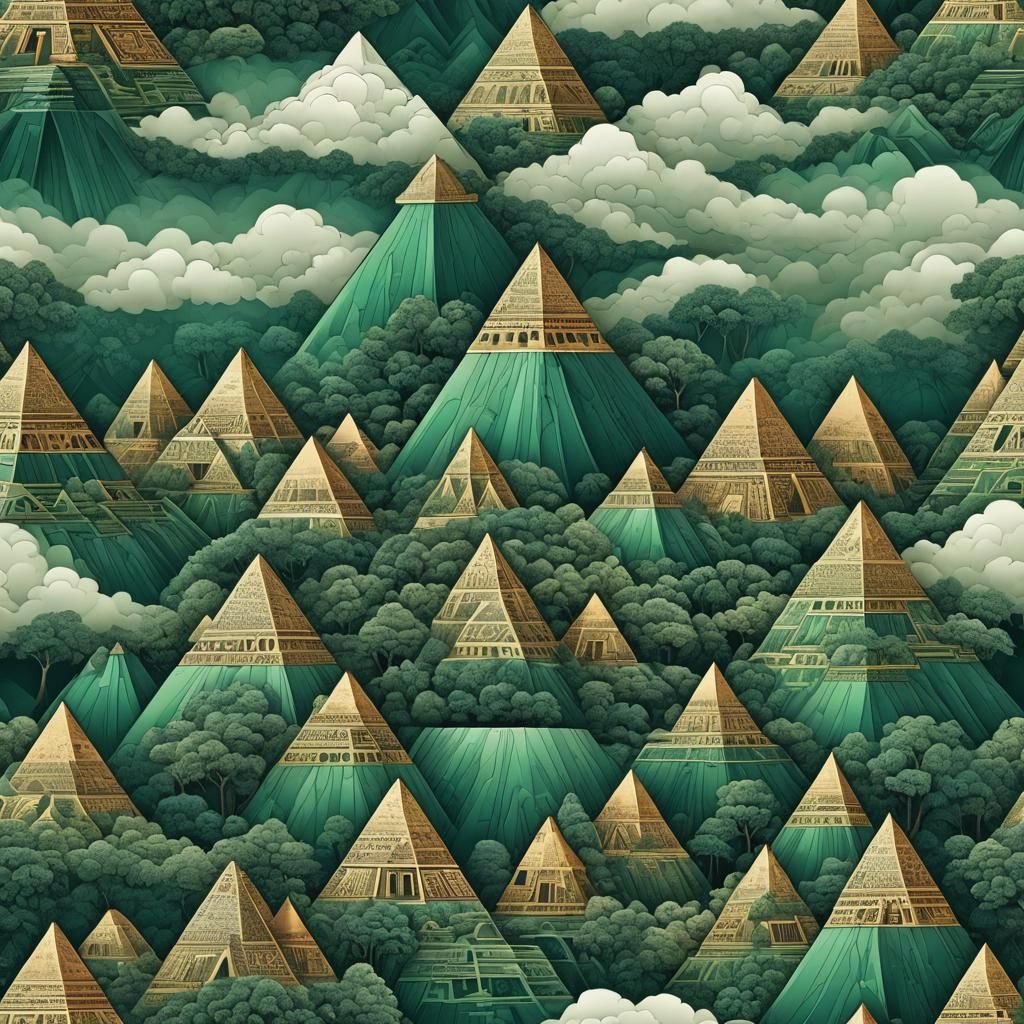 Emerald Sky: Abstract Pyramids in Fractal Art
