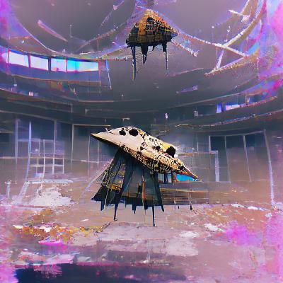 Derelict Spaceship Drifting in Deep Space