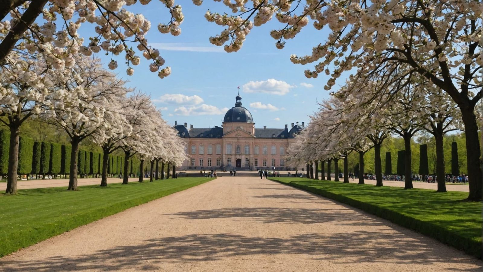 Schwetzingen Palace: French Baroque Garden with Cherry Trees
