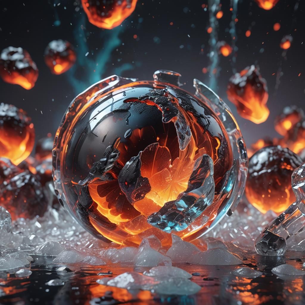 Glowing Lava Orb Suspended in Ice: Splash Art