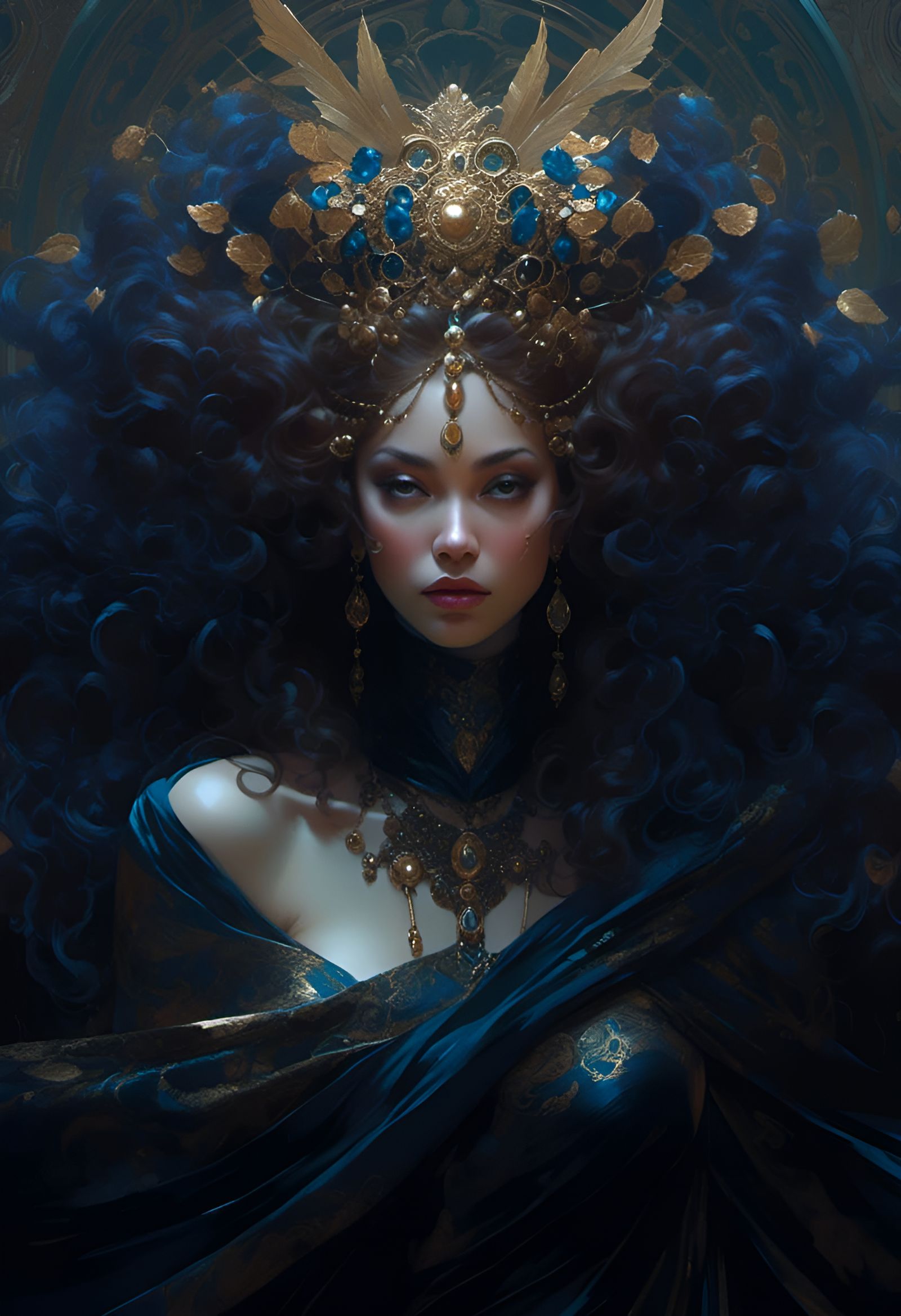 Elegant Woman in Silk Gown, Detailed Fantasy Portrait