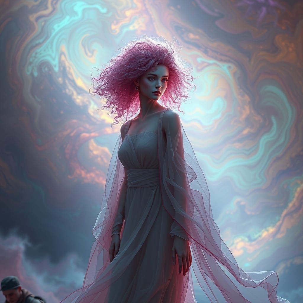 Ethereal Afterlife Companion in Vibrant Realism