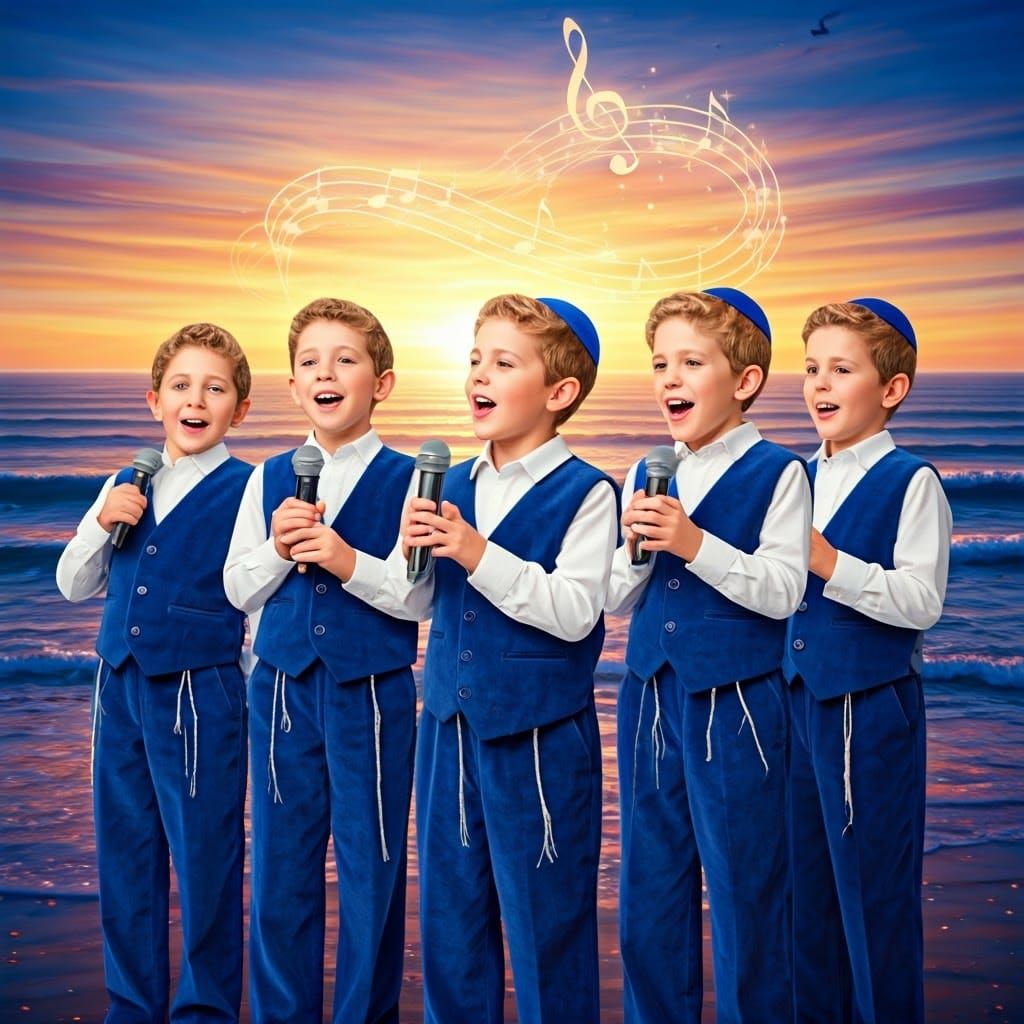 Joyful Boys Sing in Heavenly Harmony at Sunset