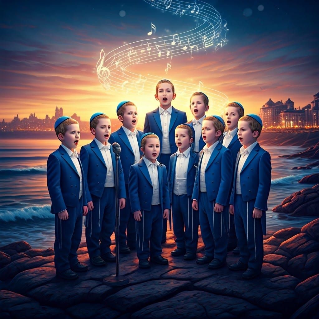 Joyful Boys Sing in Heavenly Harmony at Sunset