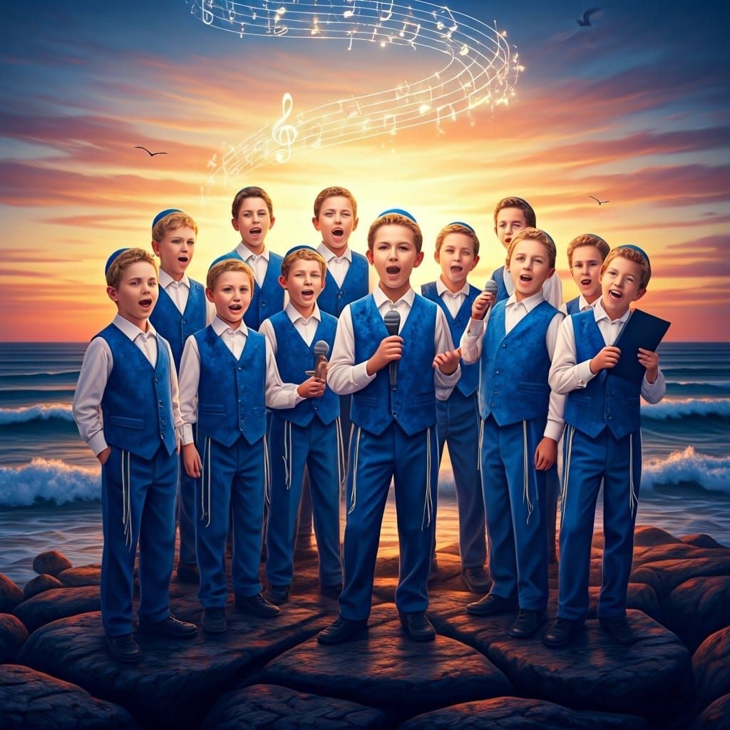 Joyful Boys Sing in Heavenly Harmony at Sunset