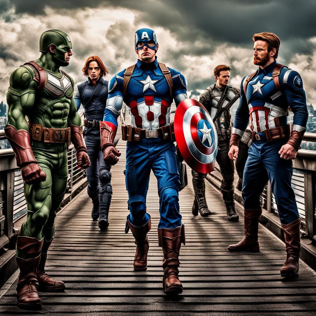 Avengers Assemble on Neptune Bridge: Hyperrealistic HDR