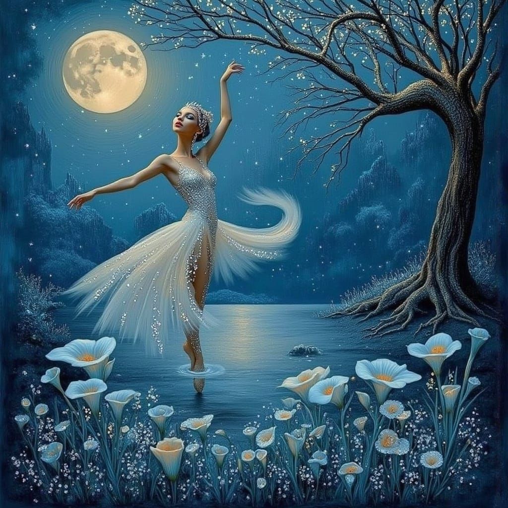 Ethereal Ballerina Dancing in Luminous Garden